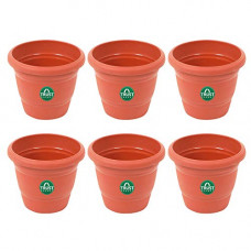 Deals, Discounts & Offers on Gardening Tools - Trust Basket UV Treated Plastic Round Pot (8-inches, Set of 6) | Heavy Duty Highly Durable Plant Container Gamla