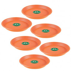Deals, Discounts & Offers on Gardening Tools - TrustBasket UV Treated Round Bottom Tray(Plate/Saucer) Suitable for 14 inch Round Plastic Pot-Terracotta Color-Set of 6 | Heavy Duty Highly Durable Plant saucer Gamla