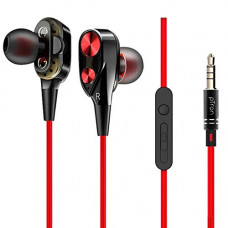 Deals, Discounts & Offers on Headphones - pTron Boom Evo 4D in-Ear Dual Driver Wired Headphones with Mic - (Black & Red)