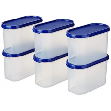 Deals, Discounts & Offers on  - Amazon Brand - Solimo Modular Plastic Storage Containers with Lid, Set of 6, 1.2L, Blue