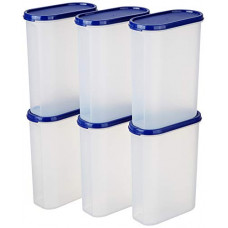 Deals, Discounts & Offers on  - Amazon Brand - Solimo Modular Plastic Storage Containers with Lid, Set of 6, 2.4L, Blue