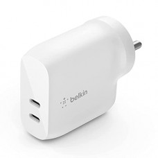 Deals, Discounts & Offers on Mobile Accessories - Belkin Fast Charging,Universally Compatible Dual Usb-C 40W Pd Wall Charger-Power Delivery 3.0 Certified,Each Port Delivers 20W Of Power For All Cellular Phones, Usb C Mobile Phones And Devices (White)
