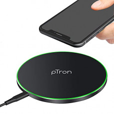 Deals, Discounts & Offers on Mobile Accessories - pTron Bullet Wireless WX21 15W Fast Charging Pad with 3A Type-C 1.2 Meter Cable, Compatible with Wireless Charging Enabled Smartphones (Black)