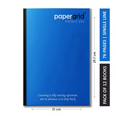 Deals, Discounts & Offers on Stationery - Papergrid Notebook - A4 (29.7 cm x 21 cm), Single Line, 76 Pages, Soft Cover - Pack of 12