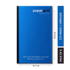 Deals, Discounts & Offers on Stationery - Papergrid Notebook - Cut Size Book (27.2 cm x 16.7 cm), Unruled, 160 Pages, Soft Cover - Pack of 6