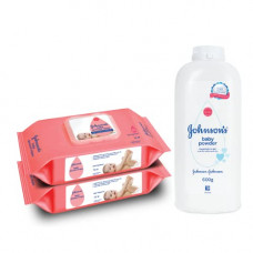 Deals, Discounts & Offers on Baby Care - Johnson's Baby Skincare Wipes with Lid, 144's +Johnson's Baby Powder 600g