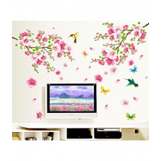 Deals, Discounts & Offers on Home Improvement - Decals Design 'Flowers Branch' Wall Sticker (PVC Vinyl, 60 cm x 90 cm),Multicolor