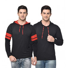Deals, Discounts & Offers on Men - VIMAL JONNEY Men's Classic Fit Hooded T-Shirt (Set of 2) T_12_0002-P