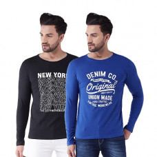 Deals, Discounts & Offers on Men - [Size L] GRITSTONES Printed Full Sleeves Round Neck Tshirt (Pack of 2)