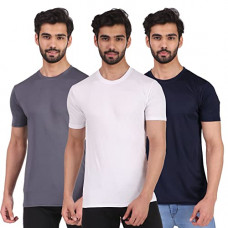 Deals, Discounts & Offers on Men - [Size L] London Hills Solid Men Round Neck Sports T-Shirt Pack of 3