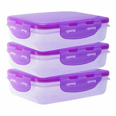 Deals, Discounts & Offers on  - Wonder Plastic Prime Klick N Seal 301 Air Tight Container, Set of 3, 450 ml, Violet Color, Made in India, KBS00466