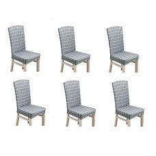 Deals, Discounts & Offers on  - TradeVast Elastic Easily Removable Washable Polyester Blend Dining Chair Protector to Pet Geometrical Printing (Grey Square, Medium) - Set of 6