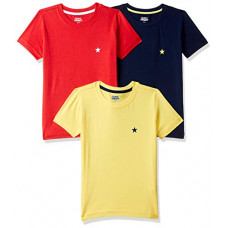 Deals, Discounts & Offers on  - [Size 4-5, 6-7Y] Amazon Brand - Jam & Honey Boy's Plain Regular fit Cotton T-Shirt