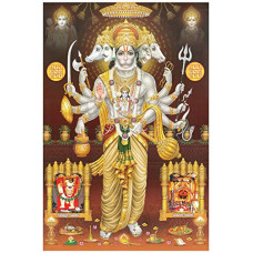 Deals, Discounts & Offers on  - SAF Panch Mukhi Hanuman UV Coated Home Decorative Gifts Item Poster POSTERM68(Religious)