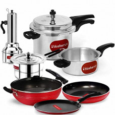 Deals, Discounts & Offers on Cookware - Blueberry's 7 Set Combo Kadhai/Fry Pan/Tawa Pan/5L Cooker/3L Cooker/Sauce Pan/Puttu Maker