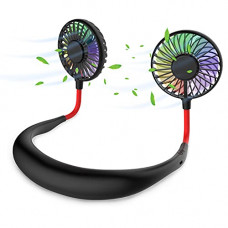 Deals, Discounts & Offers on  - Hands Free Portable Neck Fan - Rechargeable Mini USB Personal Fan Battery Operated with 3 Level Air Flow, 7 LED Lights