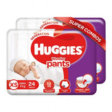 Deals, Discounts & Offers on Baby Care - Huggies Wonder Pants Extra Small / New Born (XS / NB) Size Diaper Pants Combo Pack of 2, 24 Count, With Bubble Bed Technology For Comfort