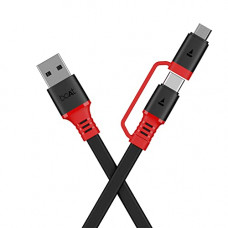 Deals, Discounts & Offers on  - boAt Deuce USB 500 Stress Resistant, Tangle-free, Sturdy 2-in-1 Micro USB + Type-C Cable with 6.5A Fast Charging & 480Mbps Data Transmission, 10000+ Bends Lifespan and 1.5m Length(Rebellious Black)