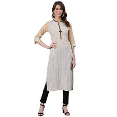 Deals, Discounts & Offers on Women - Jaipur Kurti Women Off White A Line Cotton Blend Kurtas