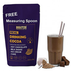 Deals, Discounts & Offers on  - BOGATCHI Hot Chocolate Drinking Powder , Raw - No Sugar- Vegan - Gluten Free- Keto Chocolate, Dark Unsweetened Cocoa Powder, 200g , Free Measuring Spoon
