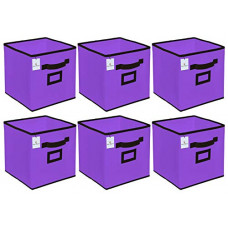 Deals, Discounts & Offers on  - Kuber Industries Non Woven 6 Pieces Small Foldable Storage Organiser Cubes/Boxes (Purple) - CTKTC035162
