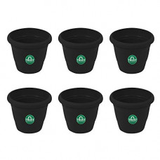 Deals, Discounts & Offers on Gardening Tools - TrustBasket UV Treated Plastic Round Pot (6 Inches) -Black Color - Set of 6 | Heavy Duty Highly Durable Plant containerGamla