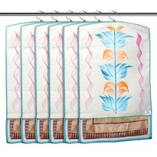 Deals, Discounts & Offers on  - Heart Home Non Woven Hanging Saree Cover With 1 Zipper Compartment on Back Side- Pack of 6 (Sky Blue)-HS_38_HEARTH21492