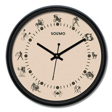 Deals, Discounts & Offers on  - Amazon Brand - Solimo 12-inch Plastic & Glass Wall Clock - Zodiac (Silent Movement), Black