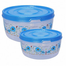 Deals, Discounts & Offers on  - Wonder Plastic Prime Food Saver 2000 & 3000 Round Printed Container, Set of 2, 3000 ml, 2000 ml, Blue Color, Made in India, KBS00433