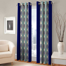 Deals, Discounts & Offers on  - India Furnish Polyester Eyelet 6 Piece Door Curtain Set - 7 Feet, Blue