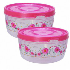 Deals, Discounts & Offers on  - Wonder Plastic Prime Food Saver 3000 Round Printed Container, Set of 2, 3000 ml, Pink Color, Made in India, KBS00439