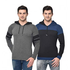 Deals, Discounts & Offers on Men - [Size S, M, XXL] VIMAL JONNEY Men's Classic Fit Hooded T-Shirt (Set of 2) T_12_0002-P