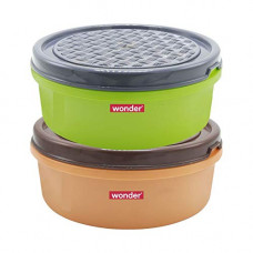 Deals, Discounts & Offers on  - Wonder Plastic Prime Bella Big Container Set, 2 Pcs Container 2 Ltr, Green Brown Color, Made In India, KBS00367