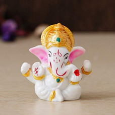 Deals, Discounts & Offers on  - eCraftIndia White Lord Ganesha Idol with Golden Mukut, one Size (MSGG638), White and Golden