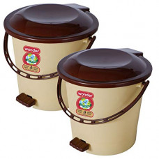 Deals, Discounts & Offers on  - Wonder Plastic Prime Pedal Light Dustbin Set, For Home/Kitchen/Office, 2 Pcs Dustbin 6 Ltr, Yellow Color, Made In India