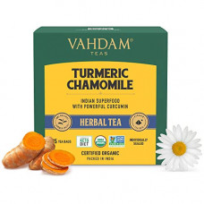 Deals, Discounts & Offers on  - VAHDAM - Turmeric Chamomile Tea- 15 Tea Bags | Active Turmeric + Chamomile Flowers | 15 Single Serves- Brew Hot or Cold | 100% Natural Herbal Tea | Flowering Tea