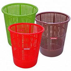 Deals, Discounts & Offers on  - Wonder Plastic Prime Jali 222 Dustbin Set, 3 Pc Dustbin, Red Green Brown Color, Made in India