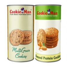 Deals, Discounts & Offers on  - Cookieman Almond Protein Cookies + Multigrain Cookies - 100g canister Combo