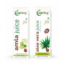 Deals, Discounts & Offers on  - Nutriorg Amla & Aloe Vera Juice - 600 Ml (Pack of 2 - 300 each) | Organically Grown| Immunity Booster | Detoxification