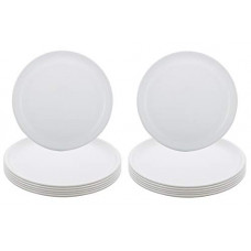 Deals, Discounts & Offers on  - Kuber Industries 12 Pieces Unbreakable Round Plastic Microwave Safe Dinner Plates (White) - CTKTC034603