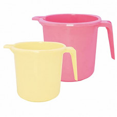 Deals, Discounts & Offers on  - Wonder Dyna 1000 & 2000 LT Plastic Mug, Set of 2 Mug, 1000 ml & 2000 ml, Pink Yellow Color, Made in India