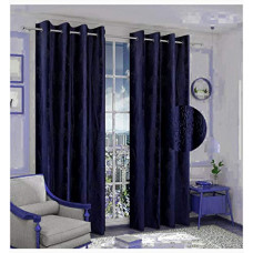 Deals, Discounts & Offers on  - Home Max India Long Crush Dyed Tree Punching Curtain Polyester Navy Blue 2 Units