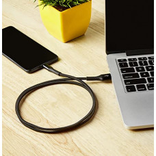 Deals, Discounts & Offers on Mobile Accessories - Amazon Brand - Solimo SuperDart Charging Braided Type C Data Cable, Suitable For Up to 65W, Fast Charge For All Supported Mobile Phones (1 Meter, Black)