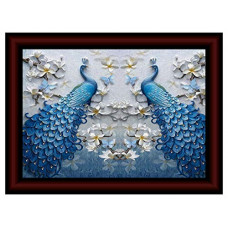Deals, Discounts & Offers on  - SAF Couple Peacock Cheery Framed UV Coated Painting 11 Inch X 14 Inch SANFK30643
