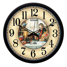 Deals, Discounts & Offers on  - Amazon Brand - Solimo 12-inch Contemporary Plastic & Glass Wall Clock - Designer (Silent Movement, Black Frame)