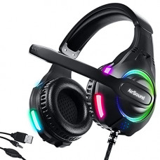 Deals, Discounts & Offers on  - AirSound Alpha-5 Stereo Gaming Headset for Noise Cancelling Over-Ear Headphones with Mic, RBG LED, Bass Surround, Soft Memory Earmuffs