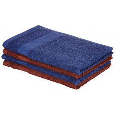 Deals, Discounts & Offers on  - Amazon Brand - Solimo Cotton 4 Piece Hand Towel Set, 380 GSM (Twilight Blue, Brick Red)