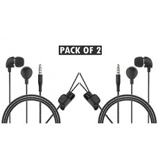 Deals, Discounts & Offers on Headphones - Hitage Super Bass Perfect Soundtrack Wired in-Ear Headphone Pack of 2 (Black)