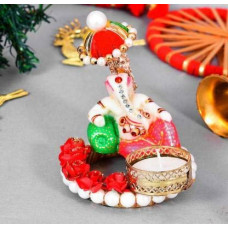 Deals, Discounts & Offers on  - The Crafts Heaven Tealight Candle Holder Velvet Beautifull Ganesha Candle Holder with Candle For Diwali Decorations/Birthday/Anniversary/Chritsmas/Ganesha CHATURTHY Pack of 1