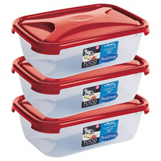 Deals, Discounts & Offers on  - Primeway Wham Cuisine Rectangular Food Storage Plastic Box Container, 1.6 Litre, 3 Pcs Set, Red